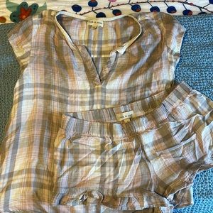 Pink plaid cloth & stone pj set